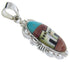 Silver Multicolor Native American Village Design Pendant YS69782